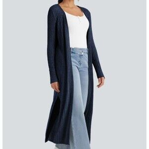Halara Navy Ribbed Lightweight Duster Cardigan Size Medium